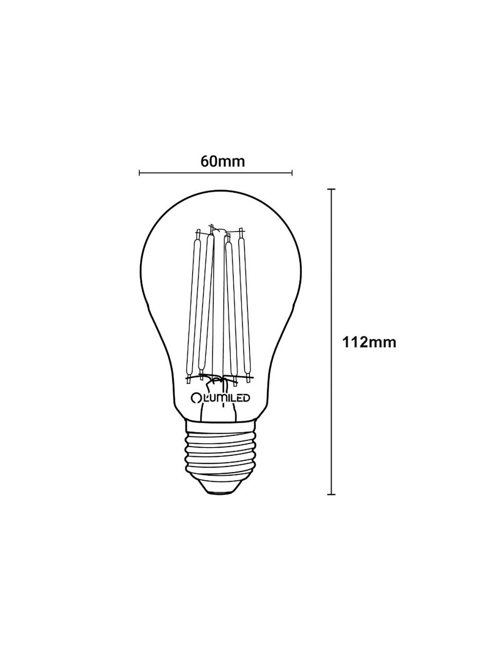 Żarówka LED E27 filament bulb A60 przezroczysta 7W 806lm 3K LumiLED