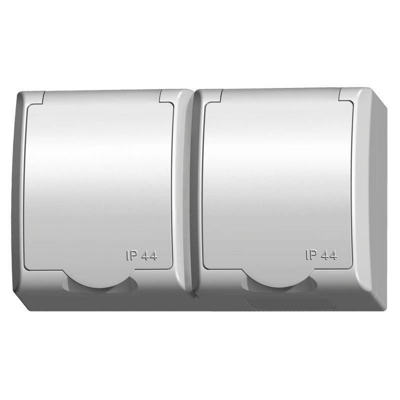 Gniazdo podwójne z uziemieniem natynkowe IP44 białe GNH-2HZ/00/w Fala Ospel Gniazdo podwójne z uziemieniem natynkowe IP44 białe GNH-2HZ/00/w Fala Ospel