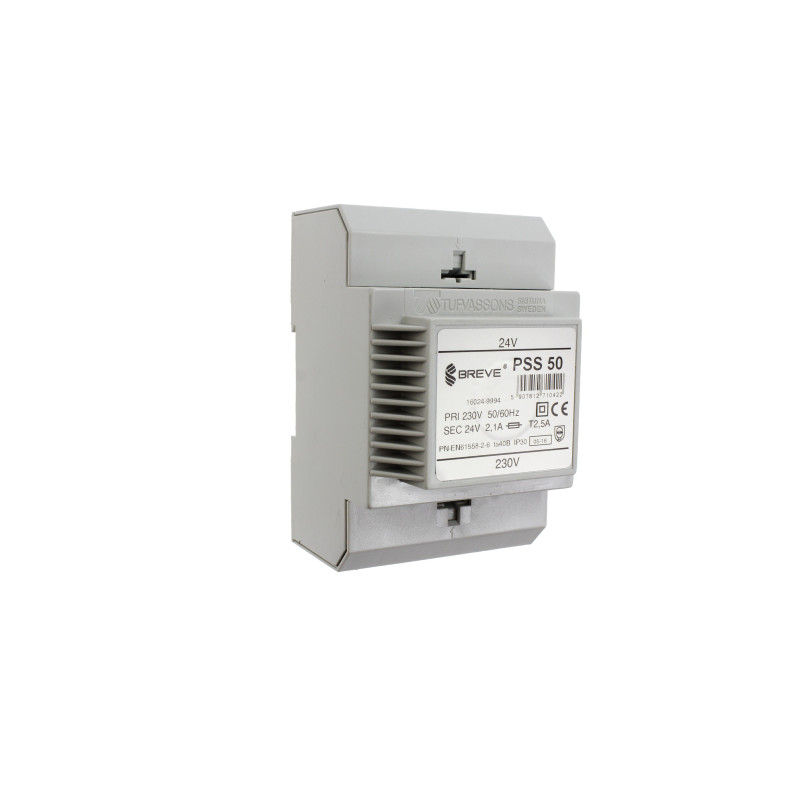 Transformator 1-fazowy na szynę PSS 50VA 230/24V 16024-9994 Breve Transformator 1-fazowy na szynę PSS 50VA 230/24V 16024-9994 Breve