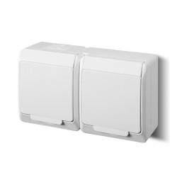 Gniazdo podwójne z uziemieniem n/t IP44  GNT 2x2P+Z białe 0322-02 Hermes Elektro-Plast
