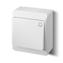 Przycisk zwierny dzwonek n/t IP44 ŁNT-1D biały 0337-02 Hermes Elektro-Plast