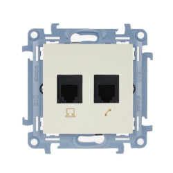 Gniazdo komputerowo-telefoniczne RJ45+RJ12 kremowe C5T.01/41 Kontakt Simon10