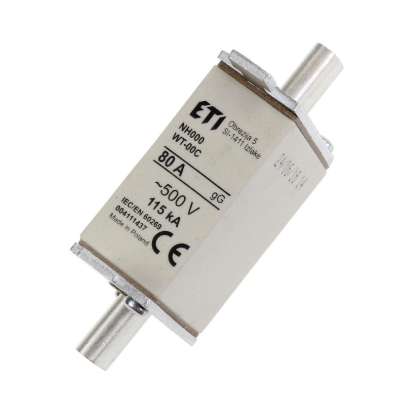 Bezpiecznik mocy WT-00 C 80A gL/gG 004111437 Eti Bezpiecznik mocy WT-00 C 80A gL/gG 004111437 Eti