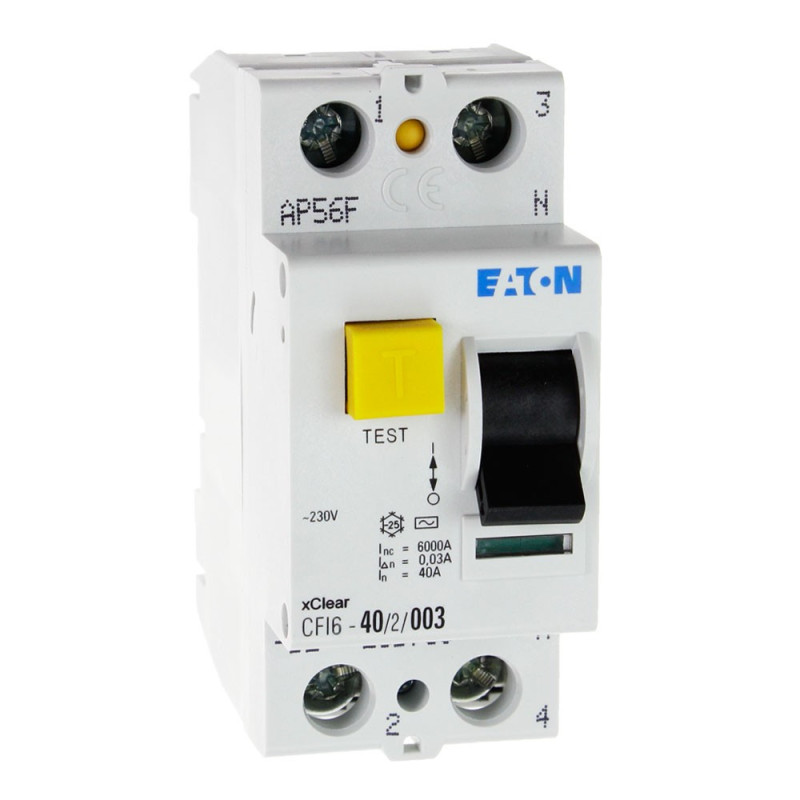 Wyłącznik różnicowoprądowy CFI6 2P 40A 30mA typ AC 235760 Eaton Electric Wyłącznik różnicowoprądowy CFI6 2P 40A 30mA typ AC 235760 Eaton Electric
