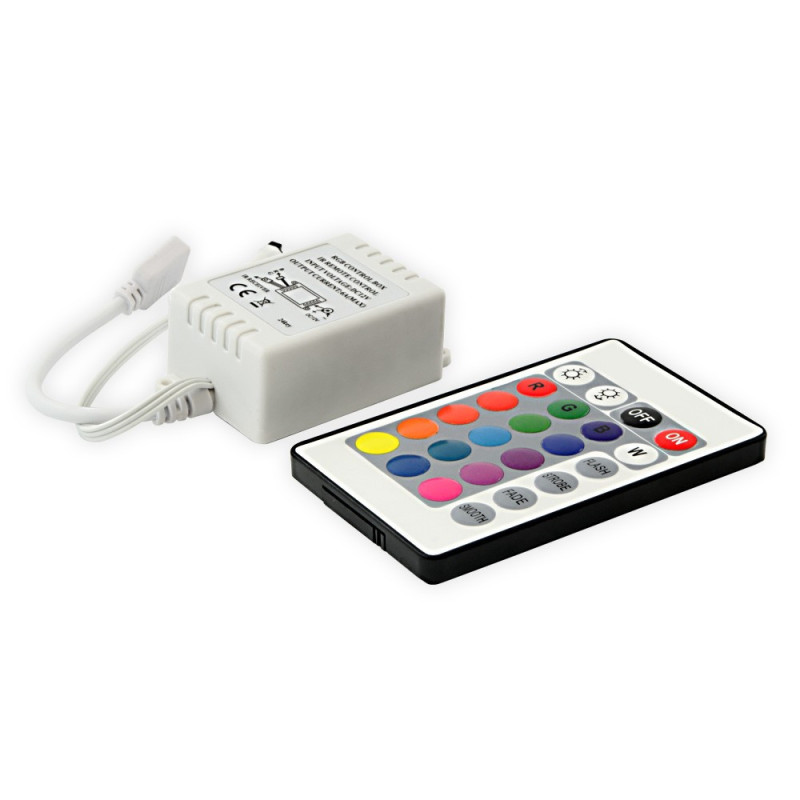 Sterownik z pilotem do taśm LED RGB sterowany na podczerwień 24 przyciski Lightech Sterownik z pilotem do taśm LED RGB sterowany na podczerwień 24 przyciski Lightech