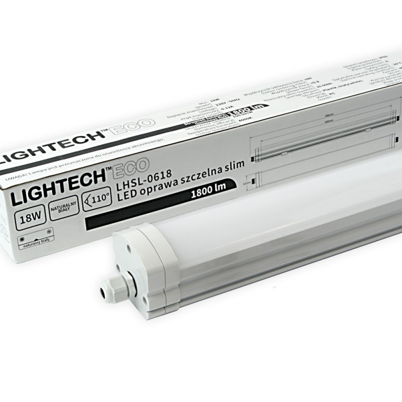 Oprawa szczelna LED Slim 18W 1800lm IP65 LHSL-0618 Lightech Oprawa szczelna LED Slim 18W 1800lm IP65 LHSL-0618 Lightech