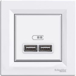 Ładowarka 2xUSB biała z ramką 2,1A EPH2700221 Asfora Schneider Electric