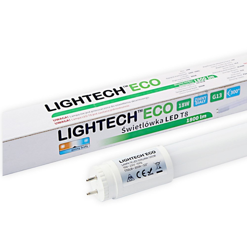 Świetlówka LED szklana 120cm 1700lm 3000K jednostronnie zasilana Lightech Świetlówka LED szklana 120cm 1700lm 3000K jednostronnie zasilana Lightech