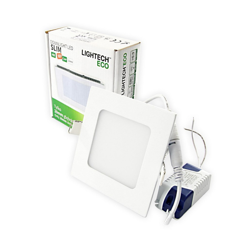 Oprawa LED downlight Slim 4W 3000K kwadrat WHITE Lightech Oprawa LED downlight Slim 4W 3000K kwadrat WHITE Lightech