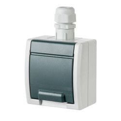 Gniazdo pojedyncze z uziemieniem n/t IP65 szare 1241-65 AQUANT Elektro-Plast