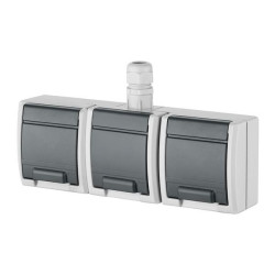 Gniazdo potrójne z uziemieniem n/t IP65 szare 1243-65 AQUANT Elektro-Plast