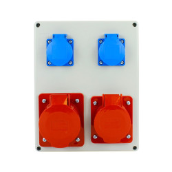 RS natynkowa z 2 gniazdami 230V 1x32A i 1x16A, IP44, Kolor Szary