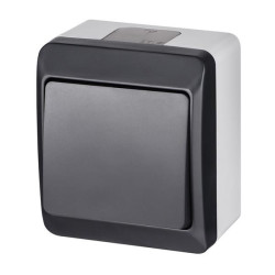 Łącznik pojedynczy schodowy n/t IP44 HERMES antracyt/ szary 0331-07 Elektro-Plast Nasielsk