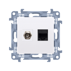 Gniazdo TV+RJ45 CASFRJ455.01/11 białe Kontakt Simon10