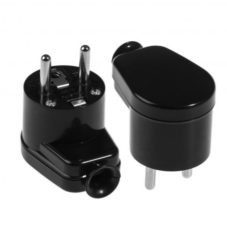 Wtyczka kątowa z uziemieniem WT-16 czarna W-10113 Plastrol