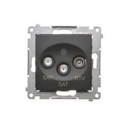Gniazdo antenowe RTV-2xSAT czarny mat DASK2.01/49 Kontakt-Simon 54