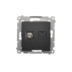Gniazdo antenowe F + komputerowe RJ45 kat. 6 czarny mat DASFRJ45.01/49 Kontakt-Simon 54