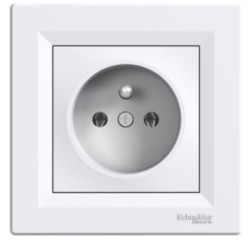 Gniazdo pojedyncze z uziemieniem p/t z ramką białe EPH2800121 ASFORA Schneider Electric