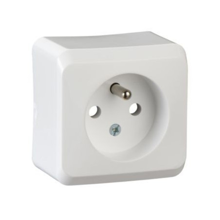 Gniazdo pojedyncze z uziemieniem natynkowe IP20 białe WDE001030 Prima Schneider Electric