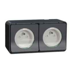 Gniazdo hermetyczne podwójne 2x2P+PE n/t IP55 antracyt MUR36028 MUREVA Schneider Electric