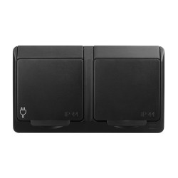 Gniazdo podwójne n/t IP44 HERMES czarne 0322-09 Elektro-Plast Nasielsk