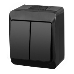 Łącznik podwójny n/t IP44 HERMES czarny 0332-09 Elektro-Plast Nasielsk