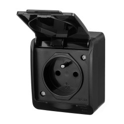 Gniazdo pojedyncze n/t IP44 HERMES czarne 0321-09 Elektro-Plast Nasielsk