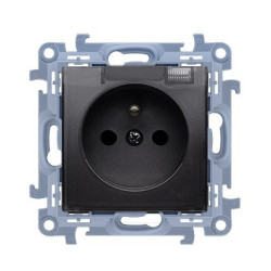 Gniazdo pojedyncze IP44 klapka dymna CGZ1BC.01/49a czarny mat Simon10 Kontakt-Simon