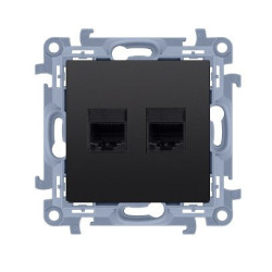 Gniazdo komputerowe 2xRJ45 ekranowane C62E.01/49 czarny mat Simon10 Kontakt-Simon