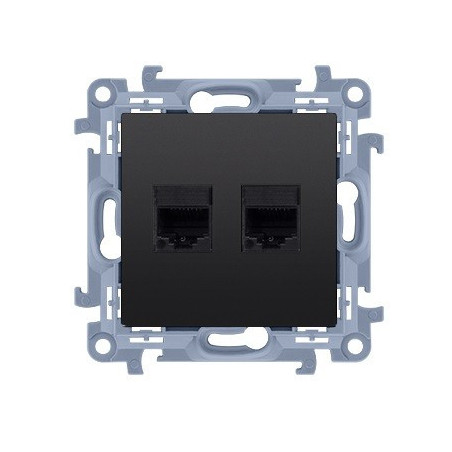 Gniazdo komputerowe 2xRJ45 ekranowane C62E.01/49 czarny mat Simon10 Kontakt-Simon