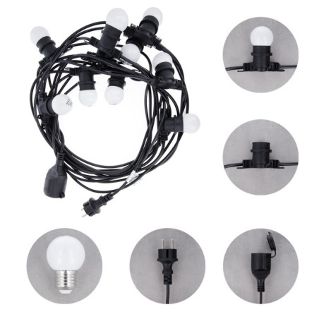 Girlanda ogrodowa 12m + 10 żarówek G45 E27 IP65 RTV100003 T-90600 Forever Light