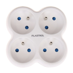 Rozgałęźnik 4x2p+z biały R-41 W-99762 Plastrol