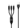 Kabel USB 3w1: Lightning + USB-C + microUSB 1,2 m 2A czarny T-90647 GSM106369 Forever
