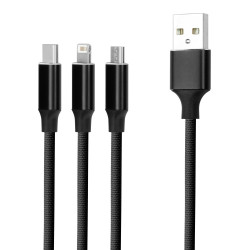 Kabel USB 3w1: Lightning + USB-C + microUSB 1,2 m 2A czarny T-90647 GSM106369 Forever Kabel USB 3w1: Lightning + USB-C + microUSB 1,2 m 2A czarny T-90647 GSM106369 Forever