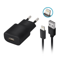 Ładowarka sieciowa TC-01 + kabel Lighting czarny T-90634 Forever