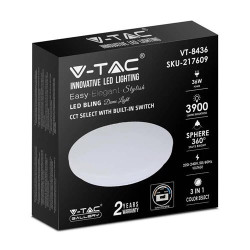 Plafoniera LED 36W 3900lm zmienne kolory 3/4/6,4K mleczna SKU217609 VT-8436 V-TAC