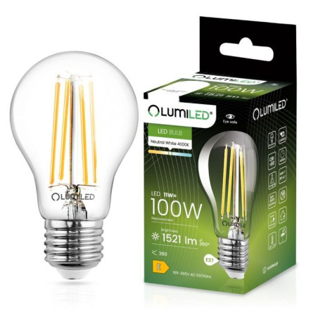 Żarówka LED E27 filament A60 11W 1521lm 4K LUMLEDJ0123 LumiLED