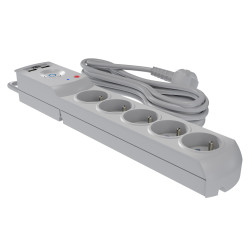 Przedłużacz z filtrem 5-GN+2xUSB 3m szary AX5/PRO/USB/3M/SZARY