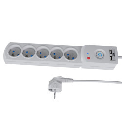 Przedłużacz z filtrem 5-GN+2xUSB 3m szary AX5/PRO/USB/3M/SZARY