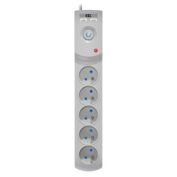 Przedłużacz z filtrem 5-GN+2xUSB 3m szary AX5/PRO/USB/3M/SZARY W-100041 Kel Plastrol