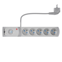 Przedłużacz z filtrem 5-GN+2xUSB 3m szary AX5/PRO/USB/3M/SZARY