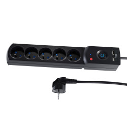 Przedłużacz z filtrem 5-GN+2xUSB 5m czarny W-100045 Kel Plastrol