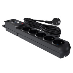 Przedłużacz z filtrem 5GN+2xUSB 3m czarny AX5/PRO/USB/3M/CZARNY W-100044 Kel Plastrol