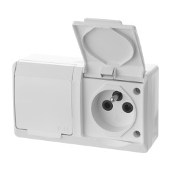 Gniazdo podwójne z/u n/t IP44 GNT 2x2P+Z białe 0322-02 Hermes Elektro-Plast