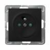 Gniazdo pojedyncze z/u i przesłonami GP-1YZP/m/33 czarny metalik Impresja Ospel
