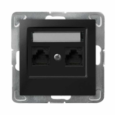 Gniazdo komputerowe 2xRJ45 kat.5e czarny metalik GPK-2Y/K/m/3 Impresja Ospel