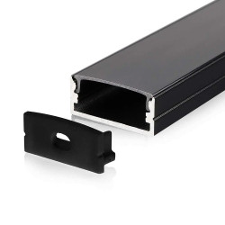 Profil aluminiowy n/t czarny na dwie taśmy 2m klosz czarny VT-8108