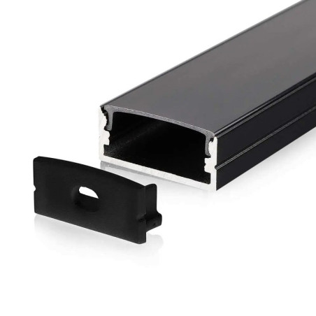 Profil aluminiowy n/t czarny na dwie taśmy 2m klosz czarny VT-8108