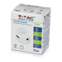 Czujnik ruchu PIR uniwersalny do taśm LED 12V IP20 VT-8069 SKU2554 V-Tac Czujnik ruchu PIR uniwersalny do taśm LED 12V IP20 VT-8069 SKU2554 V-Tac