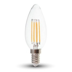 Żarówka LED E14 świeczka C35 przezroczysta filament 4W 400lm 4K VT-1986